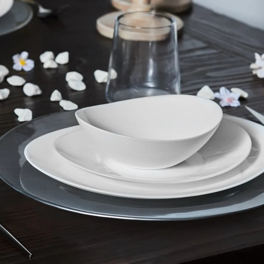 White Pure 12-Piece Opal Glass Dinner Set for 4 People, White