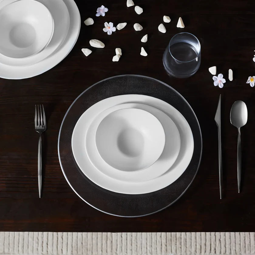 White Pure 12-Piece Opal Glass Dinner Set for 4 People, White