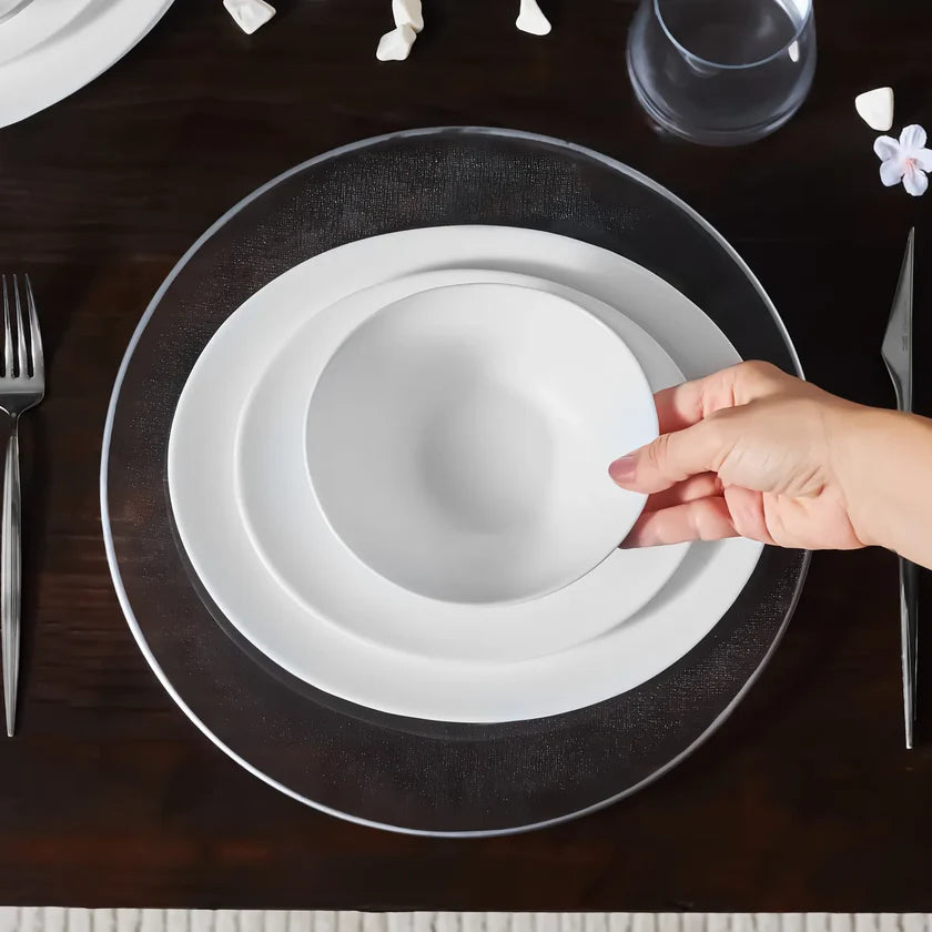 White Pure 12-Piece Opal Glass Dinner Set for 4 People, White