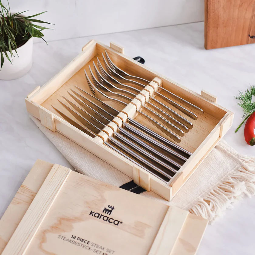 Pulse 12-Piece Stainless Steel Cutlery Steak Set for 6 People, Silver