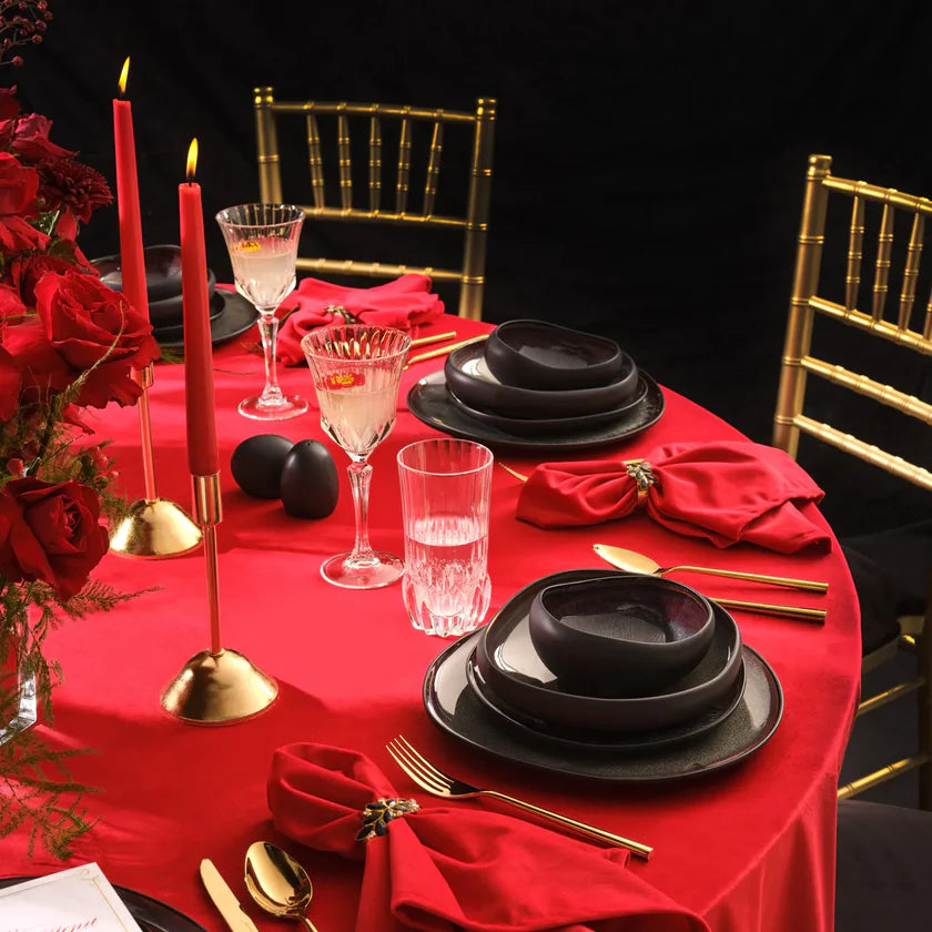 Earth Collection New Galactic Reactive Glaze 59-Piece Dinner Set for 12 People, Black