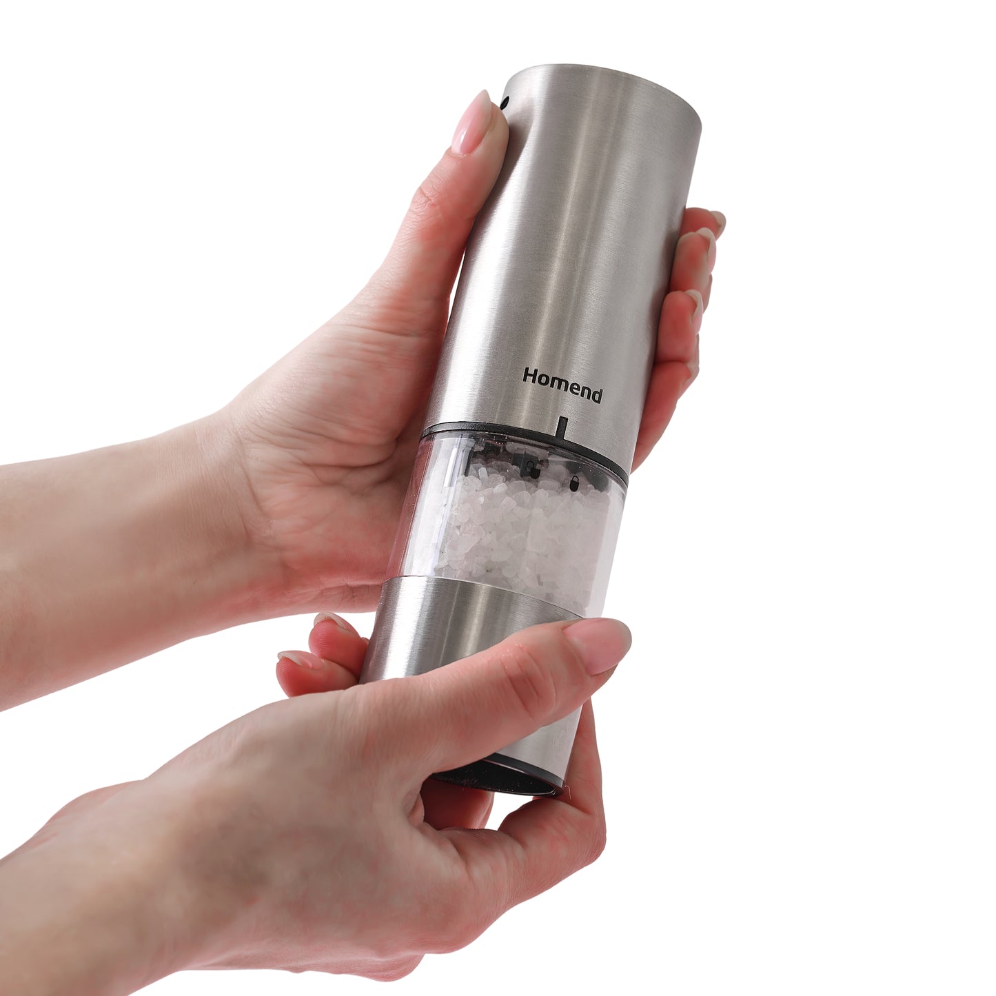 Homend Grindgo 6004UK Electric Salt and Pepper Grinder, Rechargeable with LED Light and Adjustable Grind Seasoning Mill