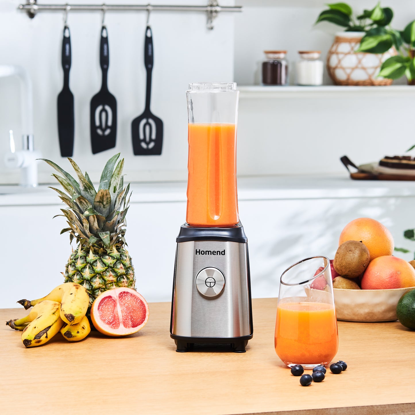 Homend Mixfresh 7010UK Dishwasher Safe, Stainless Steel Blender & Smoothie Maker, Two 600ML BPA Free Portable Bottles