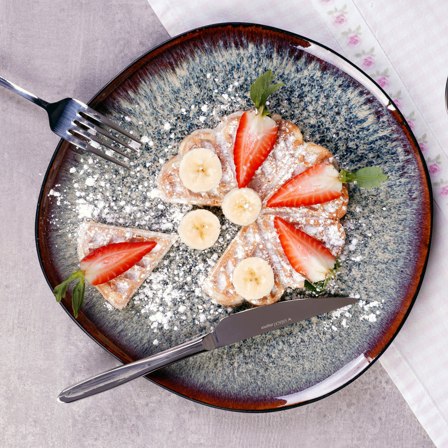 Karaca Galactic Reactive Glaze Serveware Set for 4 People, 21.5cm, Black Multi