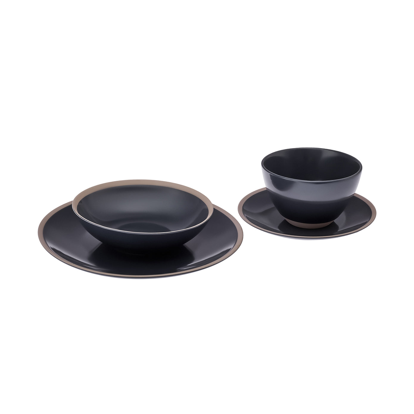 Hamburg 16-Piece Stoneware Dinner Set for 4 People, Navy-Black Multi