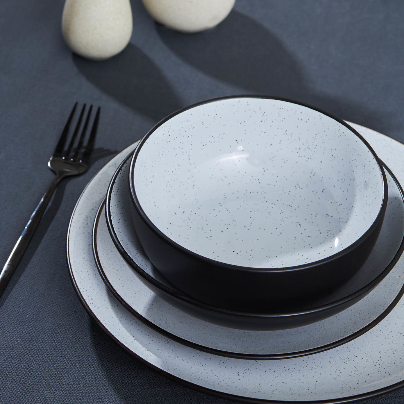 Karaca 2 Piece Galactic Reactive Glaze Pasta Bowl Set for 2 People, 600ml, Black Multi