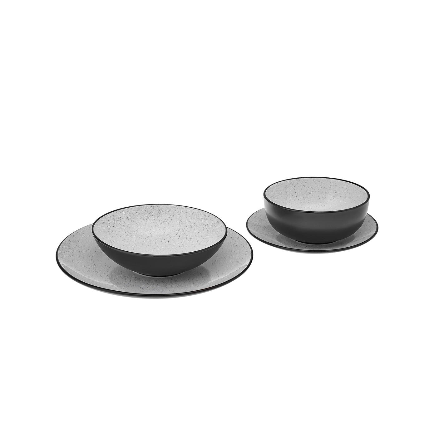 Borken 16-Piece Stoneware Dinner Set for 4 People, White Black