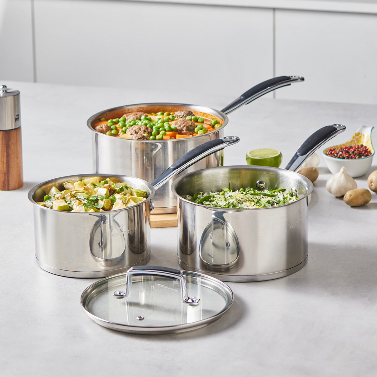 Pekka 6-Piece Stainless Steel Induction Cookware Set, Anthracite