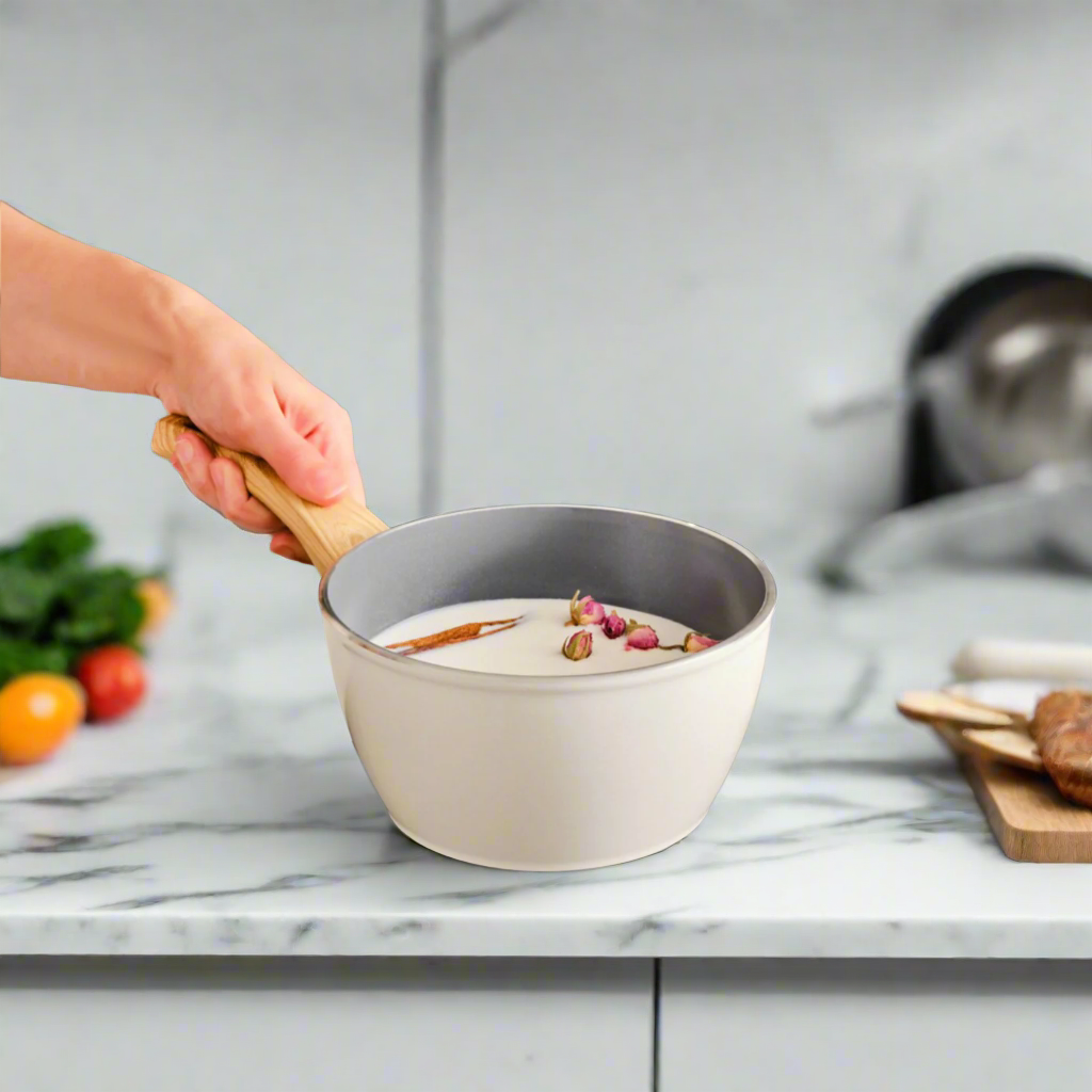 Swiss Crystal Induction Saucepan, 18cm, Creamy