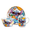 Set Dessert Plate+mug+bowl Stitch White