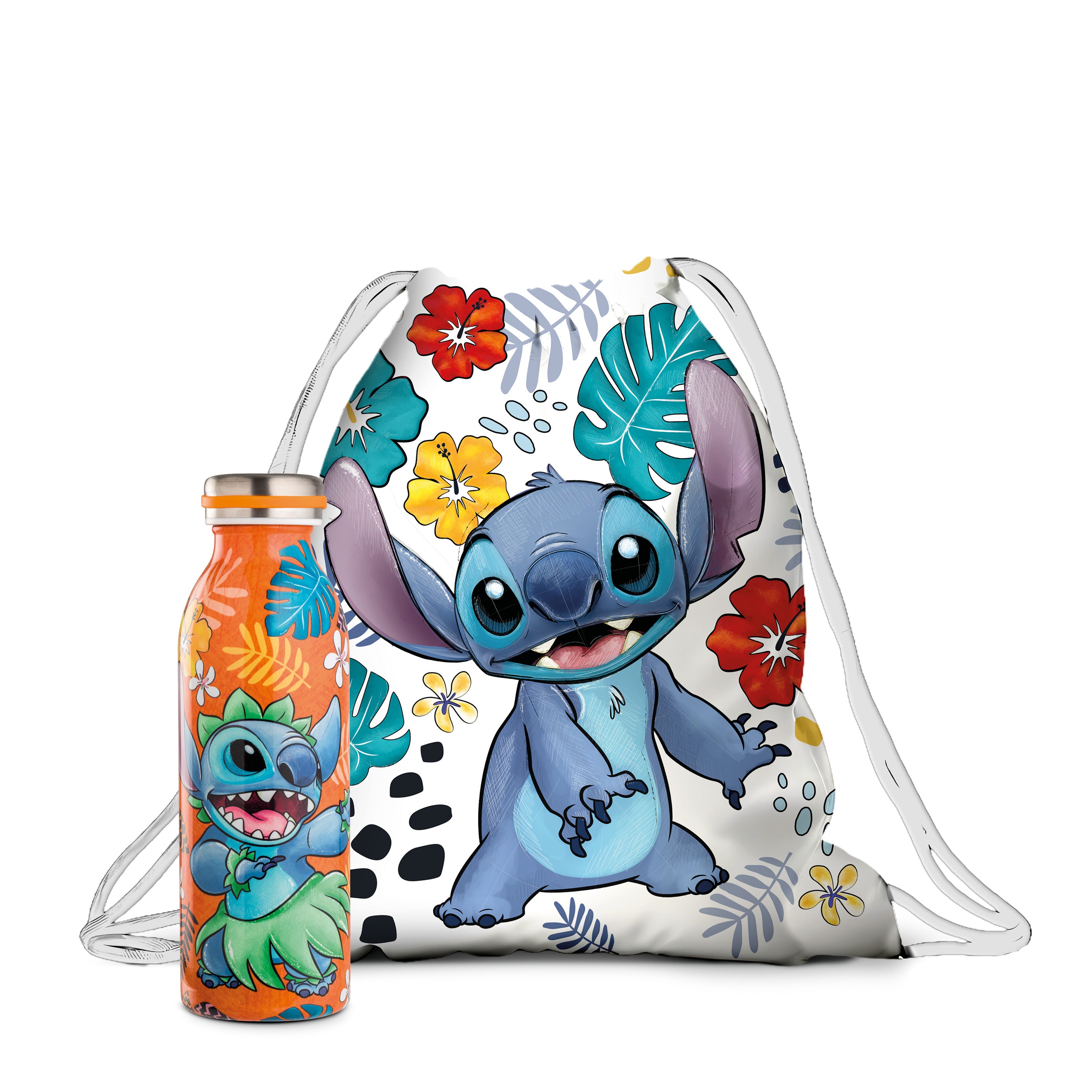 Set Water Bottle+string Bag Stitch Orange