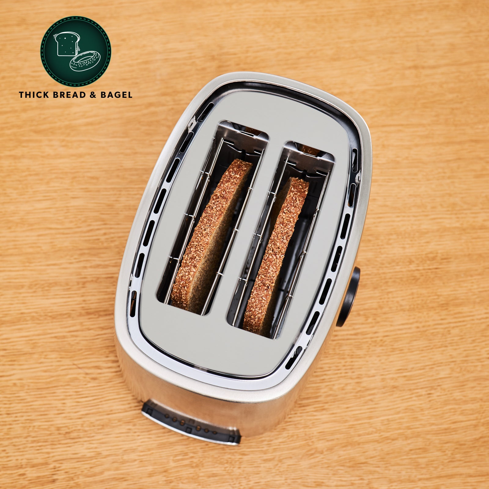 Homend Breadfast 1502UK with 2 Wide Slots Toaster, 9 Browning Levels Defrost and Reheat Functions