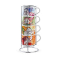 Set 4 Stackable Espresso Cups 7 Dwarfs + Metalrack ML 80