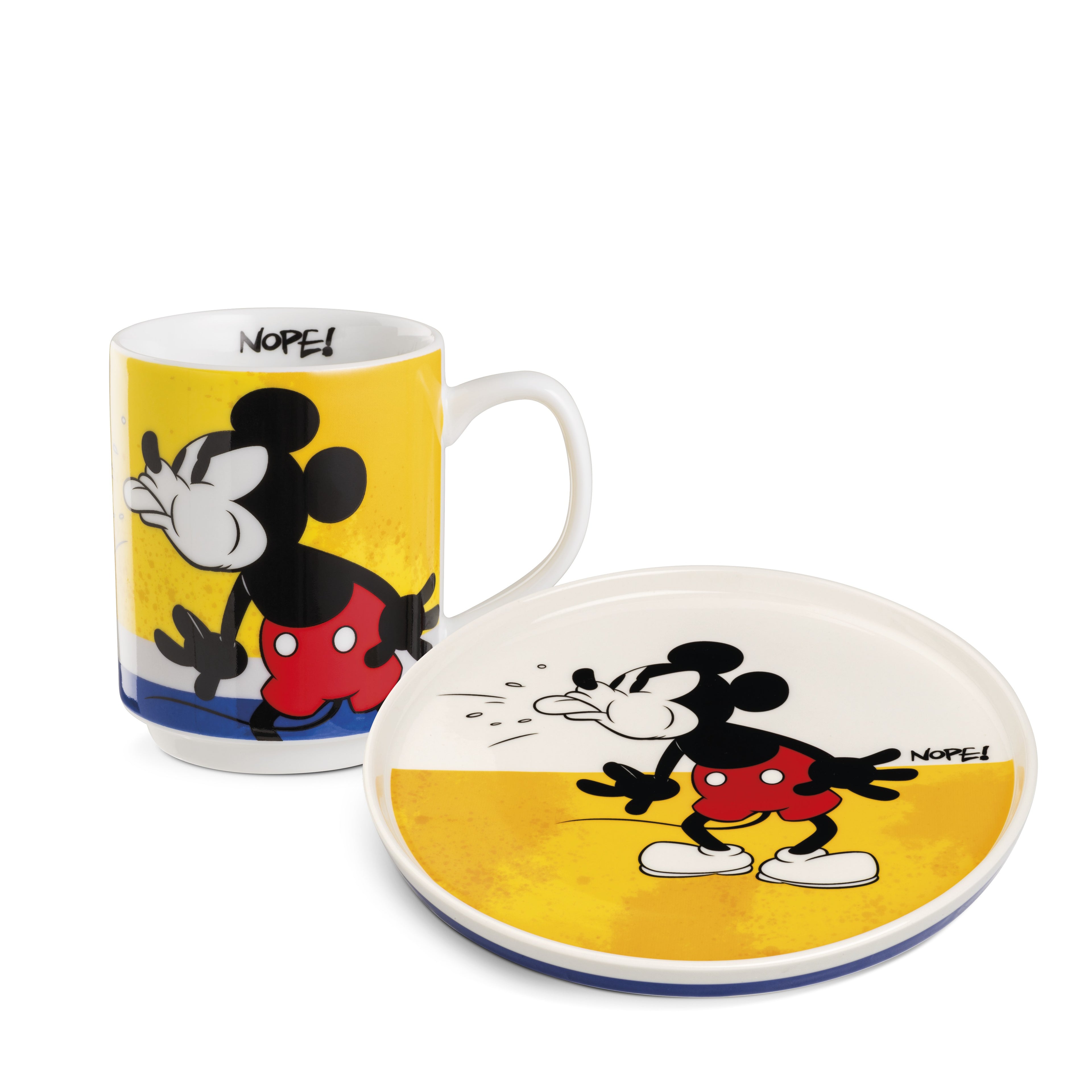 Side Plate+stackable Mug Mickey Mouse I Am Yellow Set