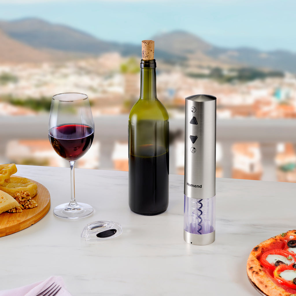 Homend Wine Up 2201UK Cordless Rechargeable Automatic Wine Opener (Electric Corkscrew) with Foil Cutter