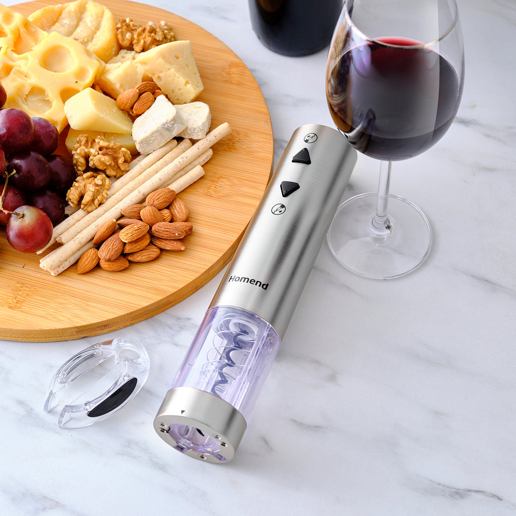 Homend Wine Up 2201UK Cordless Rechargeable Automatic Wine Opener (Electric Corkscrew) with Foil Cutter
