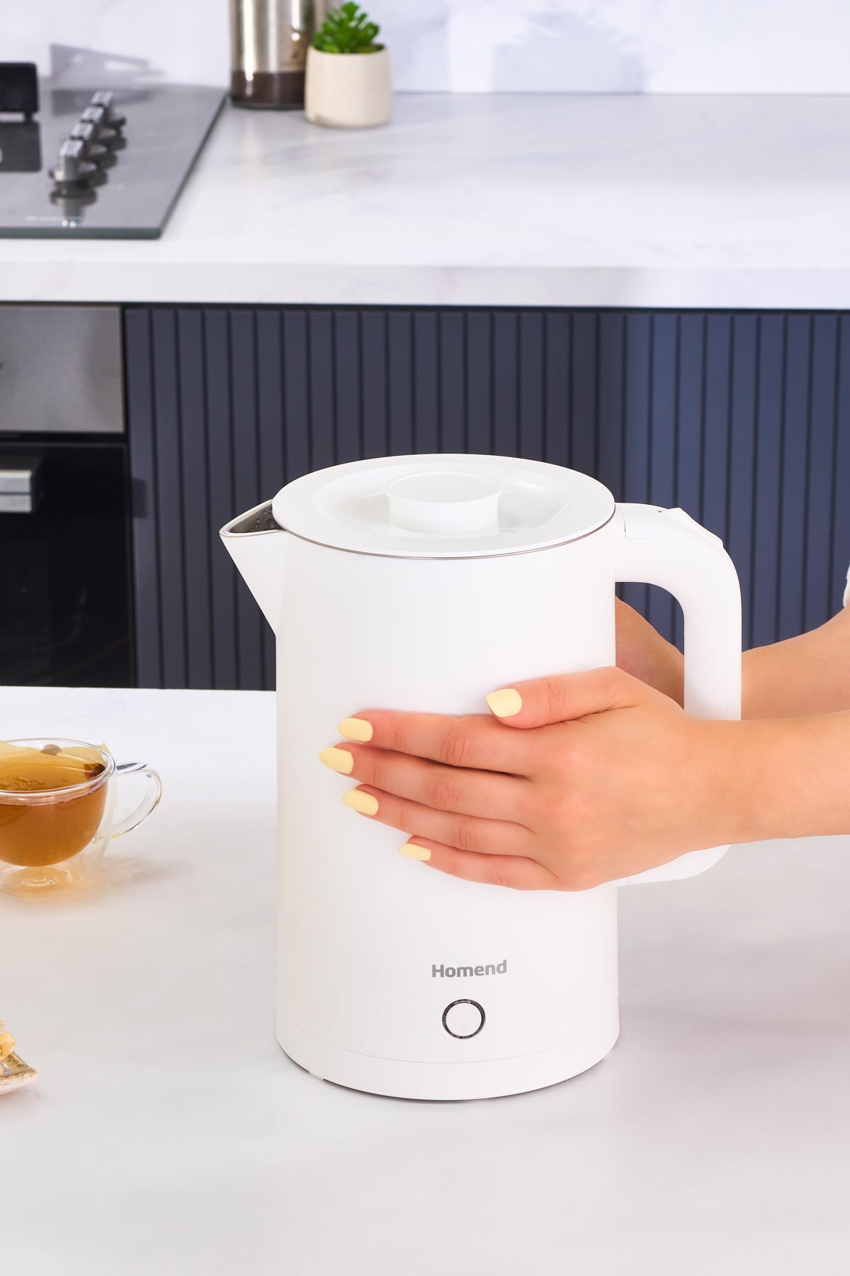 Homend Heatrow Cooltouch Kettle 1618UK, 1.7L Double Wall, Quiet Operation, Cool Touch Body, Stainless Steel, 2200W Fast Boil, Triple Safety, White