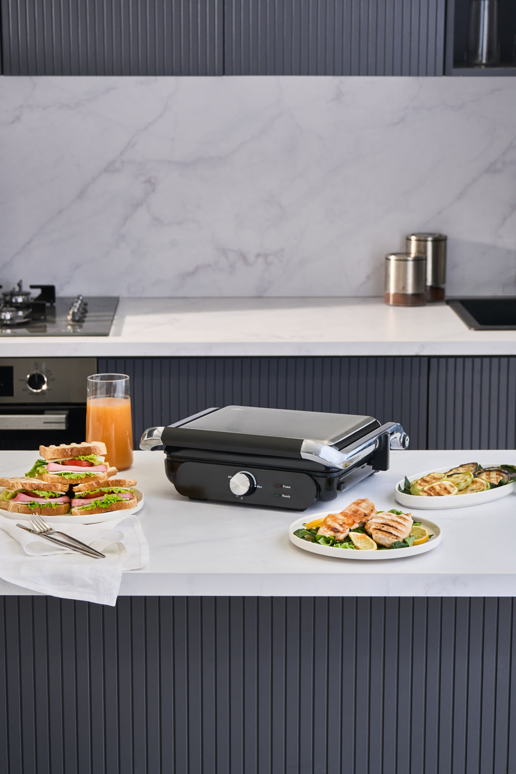 Homend Grilliant 1366UK 2-in-1 Electric Grill & Sandwich Maker 2000 W Compact Contact Grill | 180° Open BBQ Surface