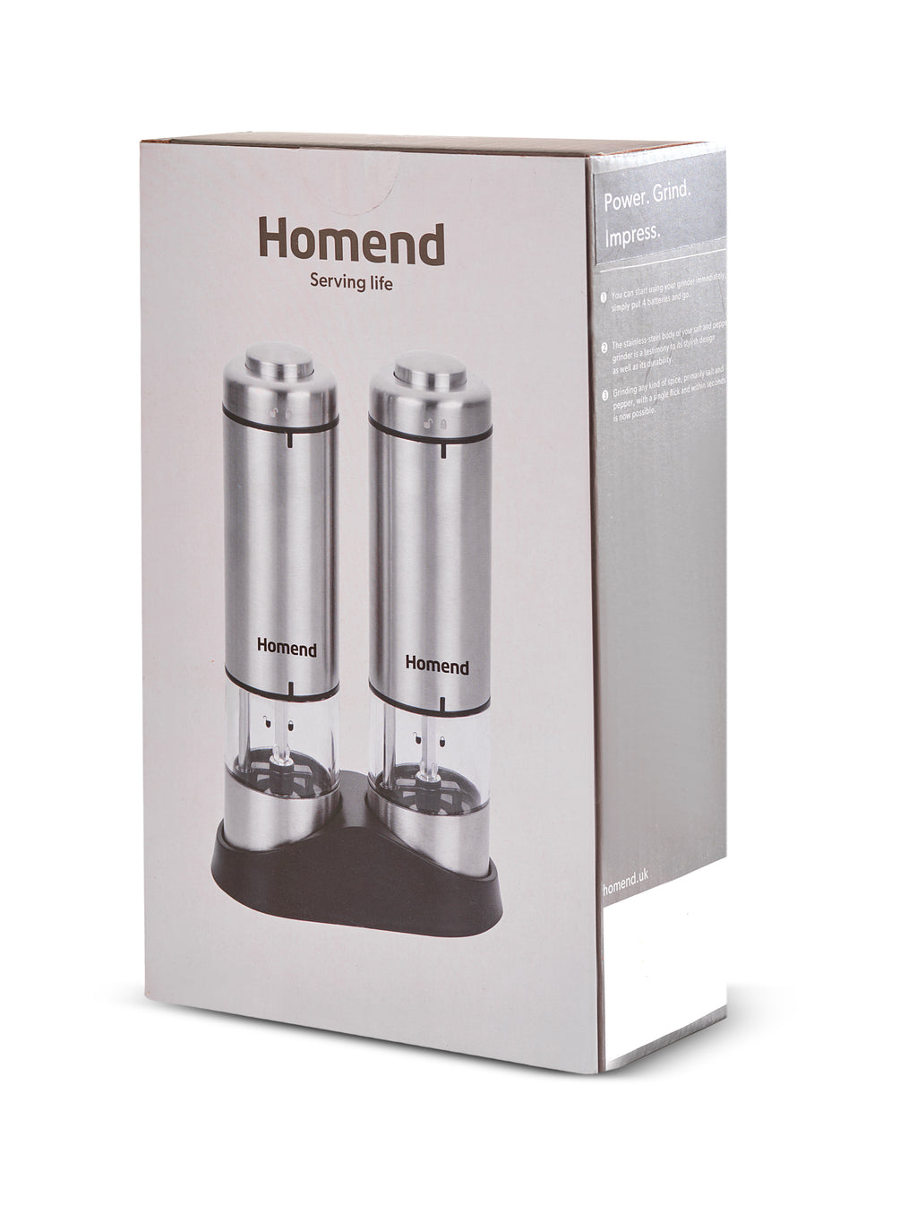 Homend Grindgo 6005UK Electric Salt & Pepper Grinder with Battery