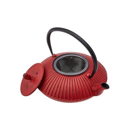 Japanese Cast Iron Teapot, 800ml, Red Black