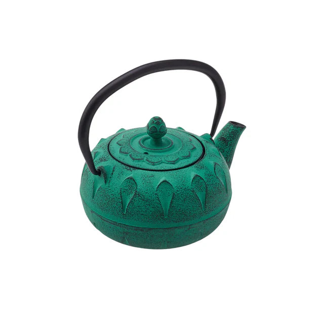 Greenish Cast Iron Induction Teapot, 600ml, Green Black