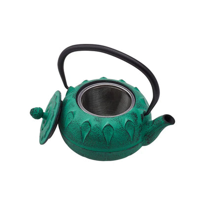 Greenish Cast Iron Induction Teapot, 600ml, Green Black