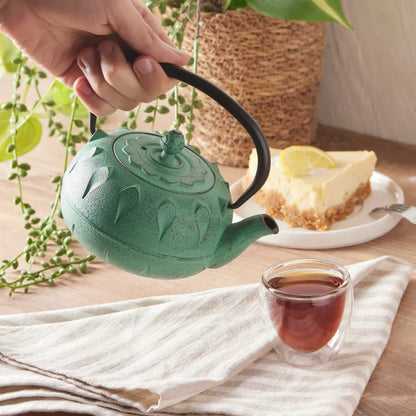 Greenish Cast Iron Induction Teapot, 600ml, Green Black