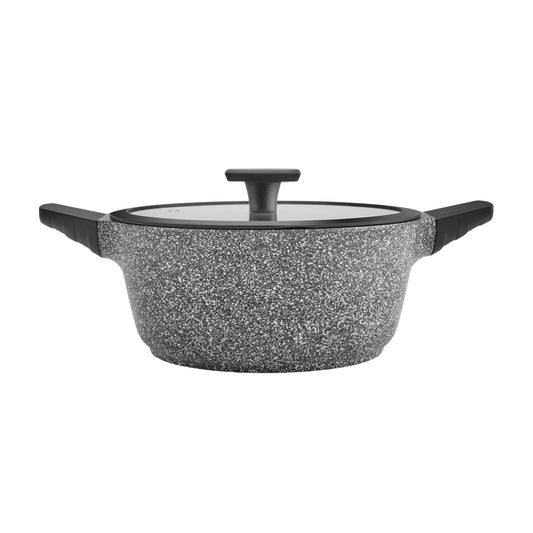 Serra Biogranite Induction Stockpot with Lid, 20cm, Grey