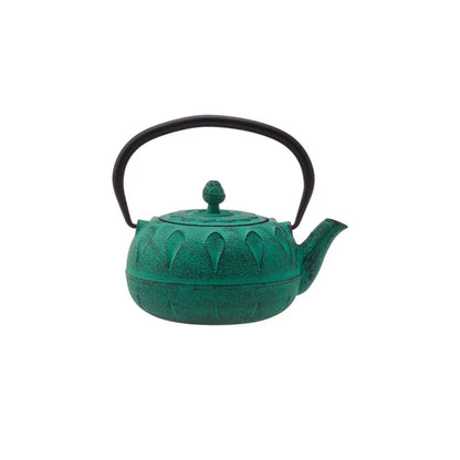 Greenish Cast Iron Induction Teapot, 600ml, Green Black