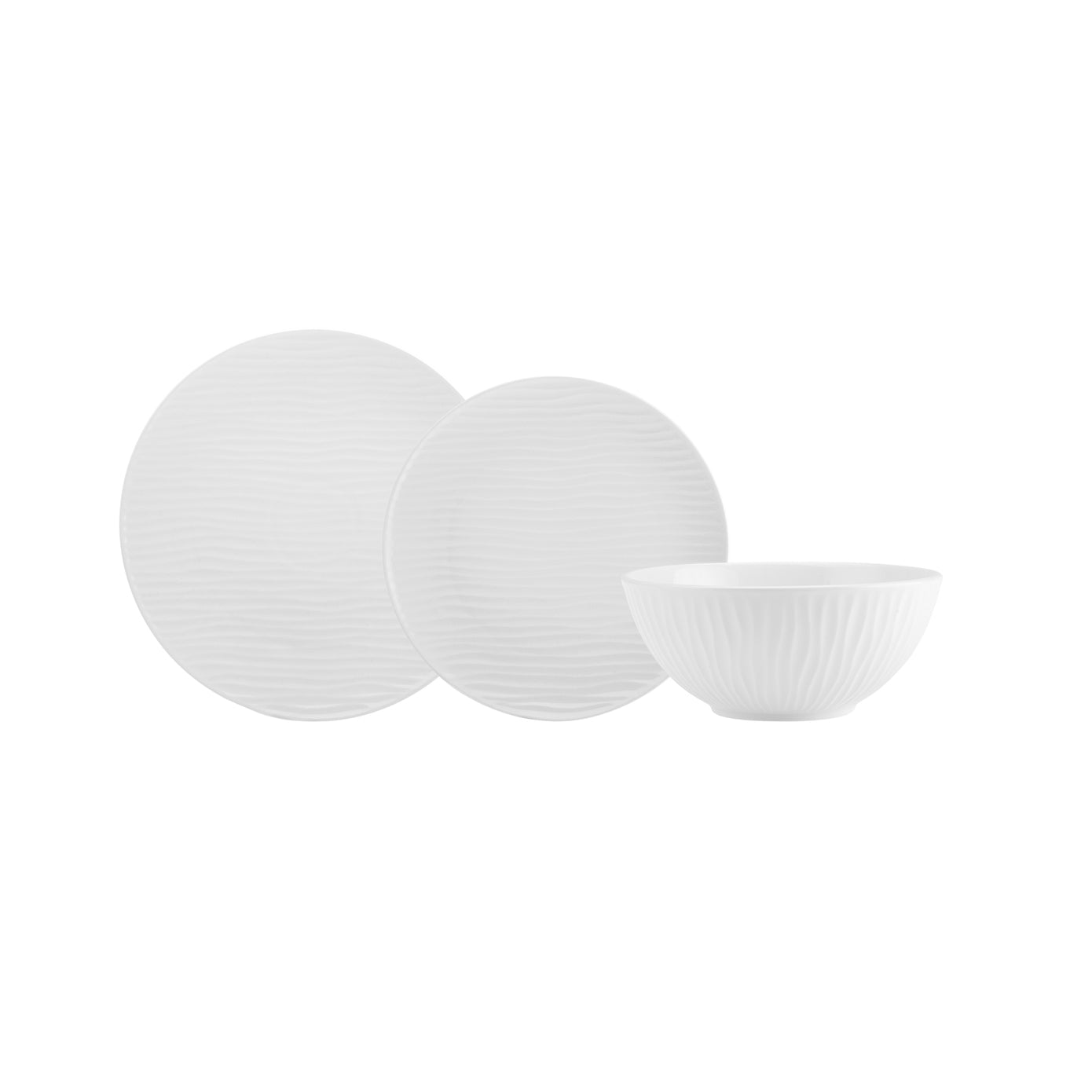 Karaca Ripple 12-Piece Porcelain Dinner Set for 4 People, White