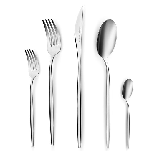 Karaca Lizbon 60-Piece Stainless Steel Cutlery Set for 12 People, Platinum