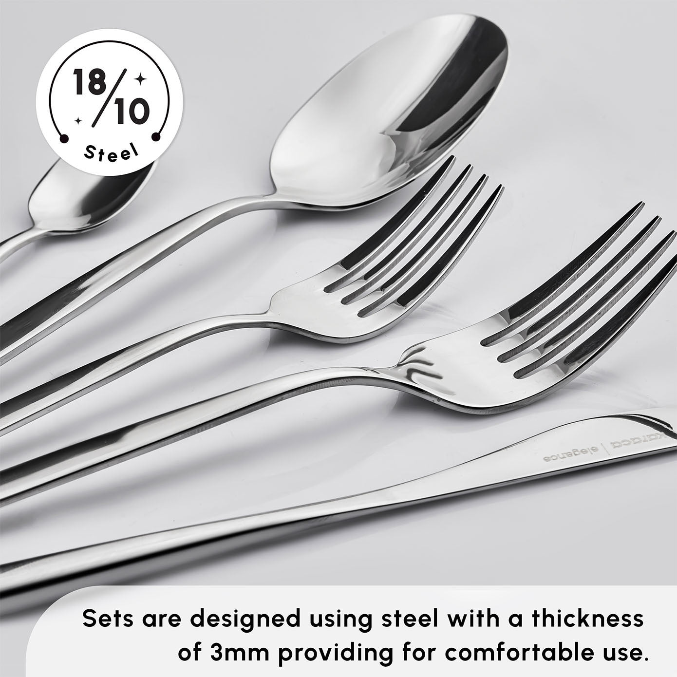 Karaca Lizbon 60-Piece Stainless Steel Cutlery Set for 12 People, Platinum