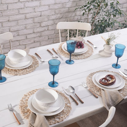 Karaca Ripple 12-Piece Porcelain Dinner Set for 4 People, White