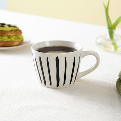 Karaca Linda Striped Porcelain Mug, 350ml, Black