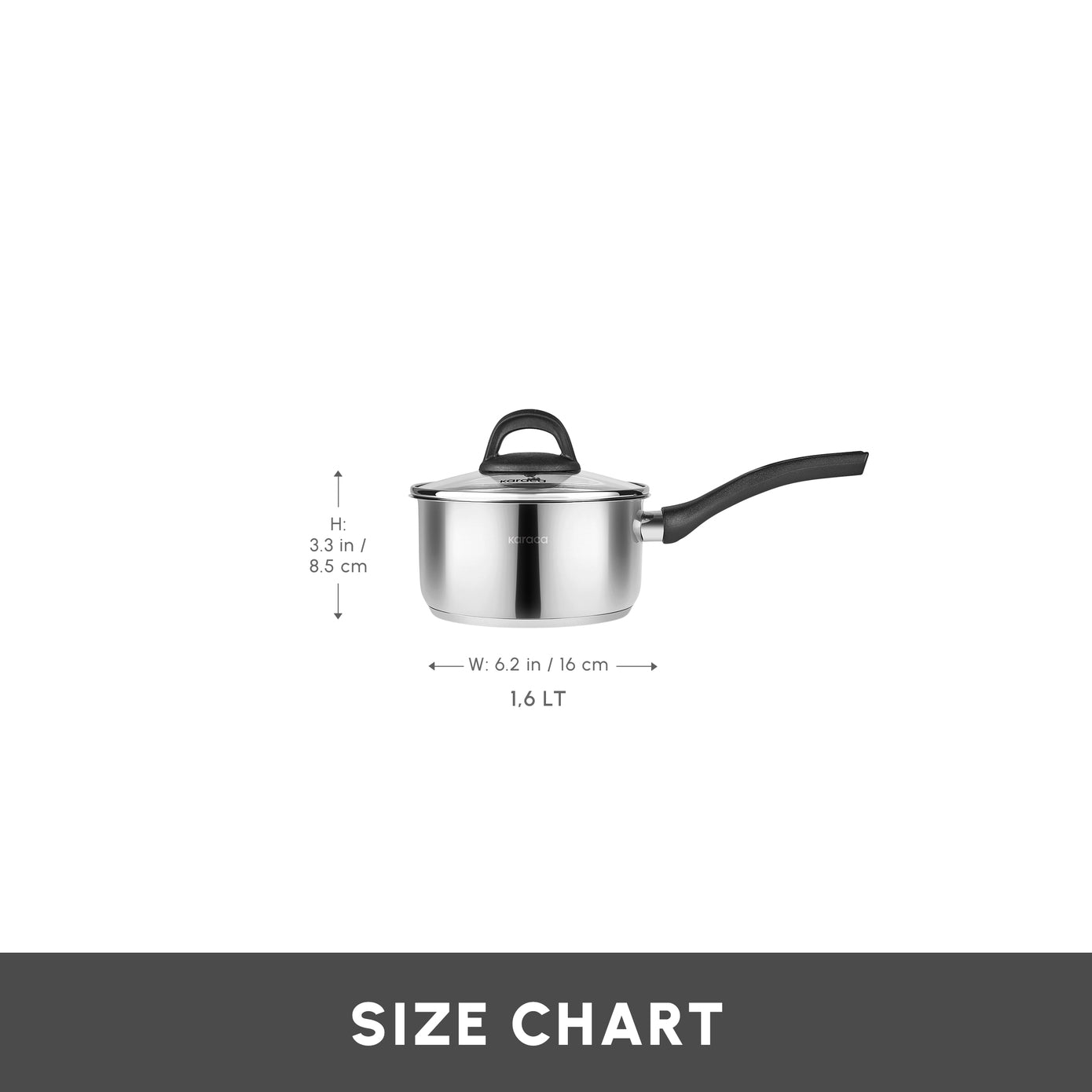 Karaca Gastro Stainless Steel Sauce Pan, 16cm, Silver