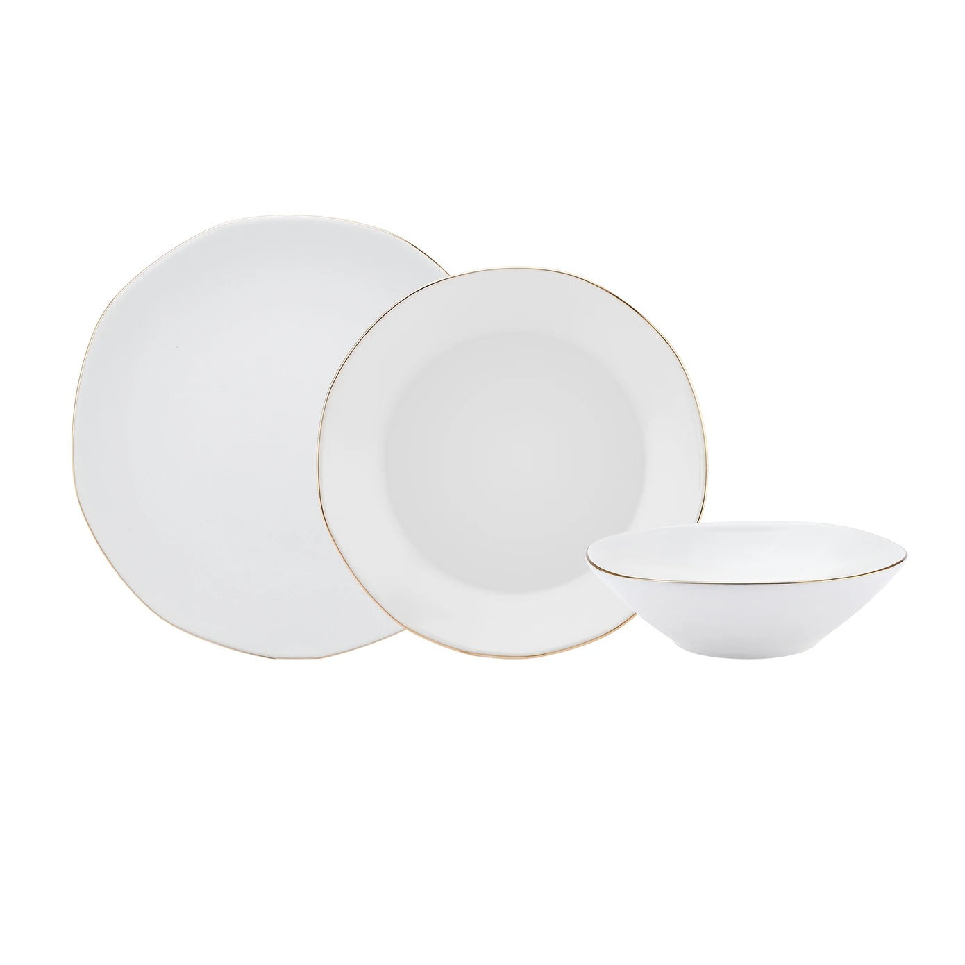 Karaca Organic 12-Piece Porcelain Dinner Set for 4 People, White Gold