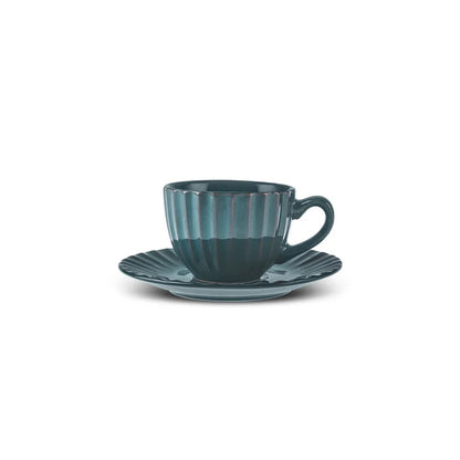 Karaca Austen 4-Piece Tea Cup and Saucer Set for 2 People, Green
