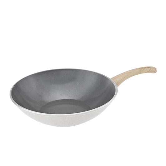 Karaca Swiss Crystal Induction Wok Pan, 28cm, Creamy