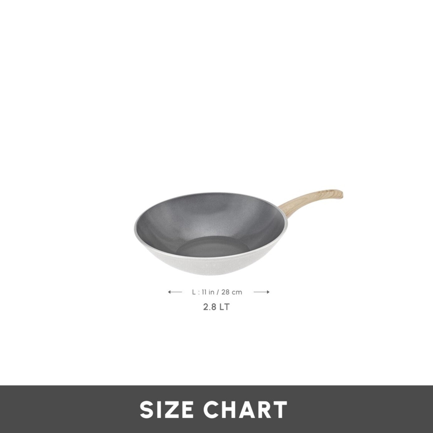 Karaca Swiss Crystal Induction Wok Pan, 28cm, Creamy