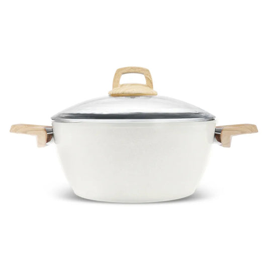 Karaca Swiss Crystal Induction Stockpot with Lid, 24cm, Creamy