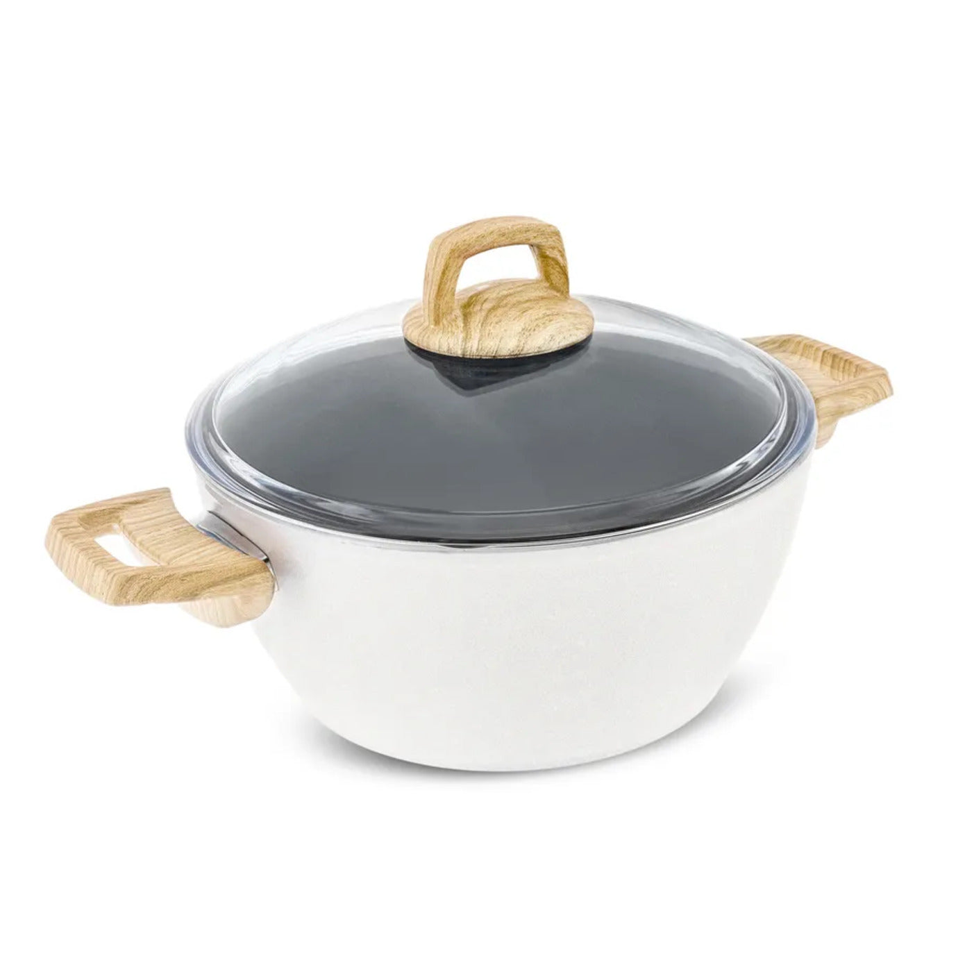 Karaca Swiss Crystal Induction Stockpot with Lid, 24cm, Creamy