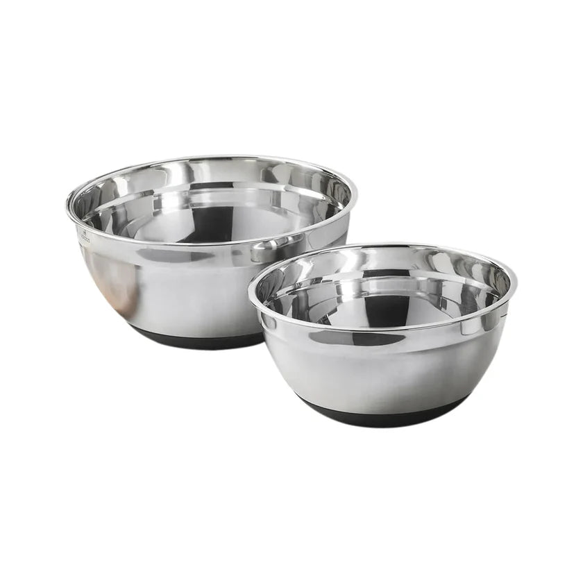 2 Piece Stainless Steel Mixing Bowl Set, Silver
