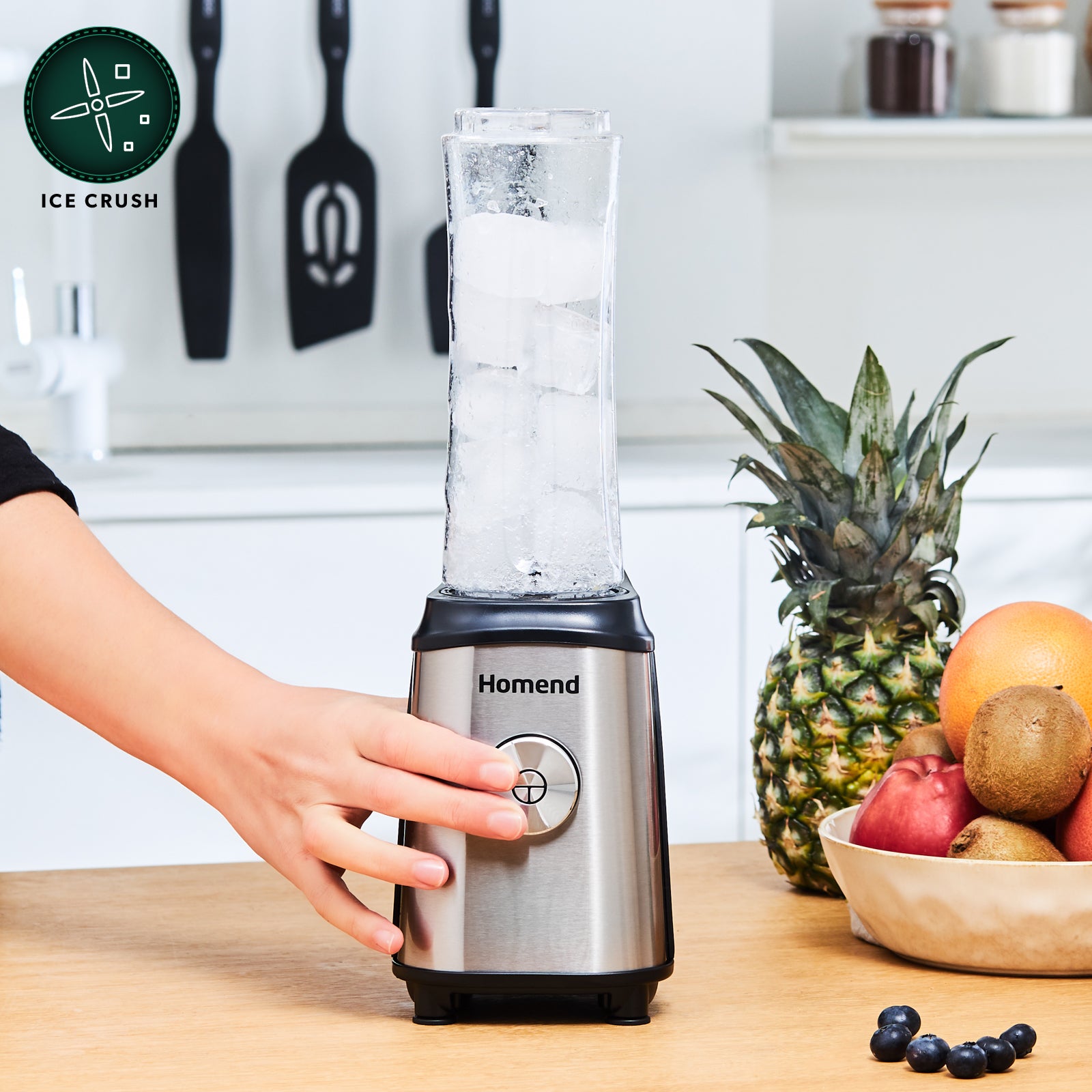 Homend Mixfresh 7010UK Dishwasher Safe, Stainless Steel Blender & Smoothie Maker, Two 600ML BPA Free Portable Bottles